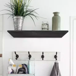 Black Wedge Wood Small Floating Shelf