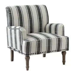 Black White Stripe Upholstered Accent Chair