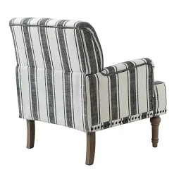 Black White Stripe Upholstered Accent Chair