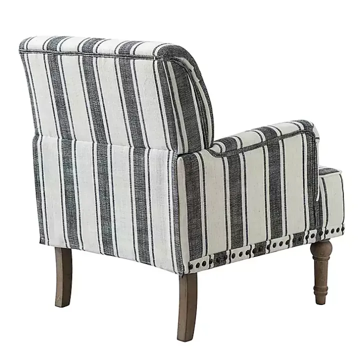 Black White Stripe Upholstered Accent Chair