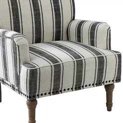 Black White Stripe Upholstered Accent Chair