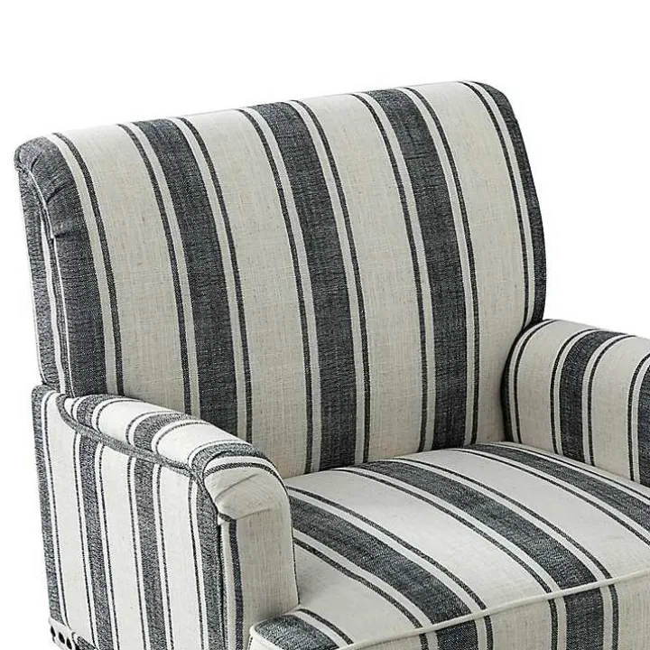 Black White Stripe Upholstered Accent Chair