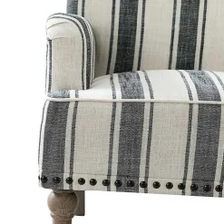 Black White Stripe Upholstered Accent Chair