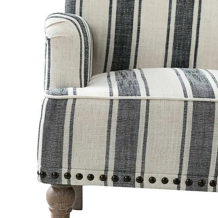 Black White Stripe Upholstered Accent Chair