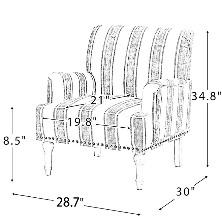 Black White Stripe Upholstered Accent Chair