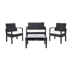 Black Wicker Frame 4-pc. Outdoor Living Set