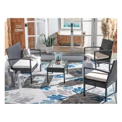 Black Wicker Frame 4-pc. Outdoor Living Set