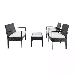 Black Wicker Frame 4-pc. Outdoor Living Set