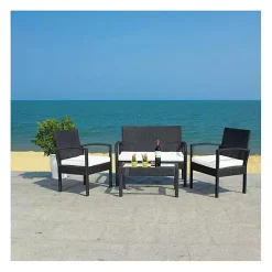 Black Wicker Frame 4-pc. Outdoor Living Set