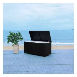 Black Wicker Outdoor Storage Box