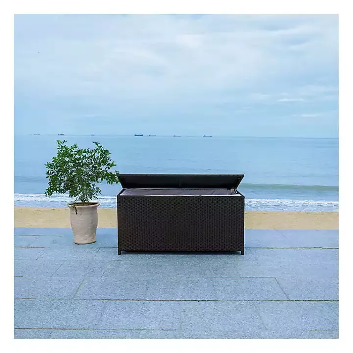 Black Wicker Outdoor Storage Box