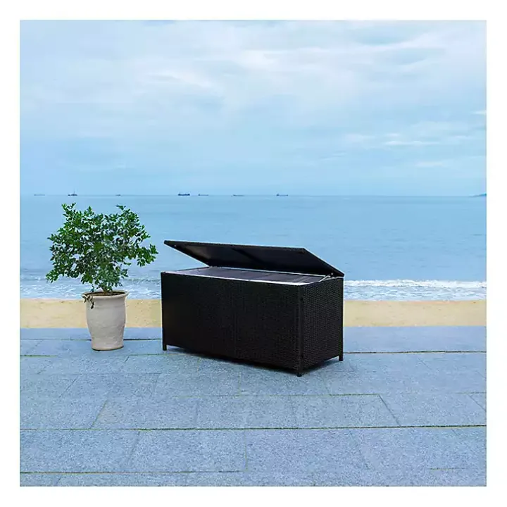 Black Wicker Outdoor Storage Box