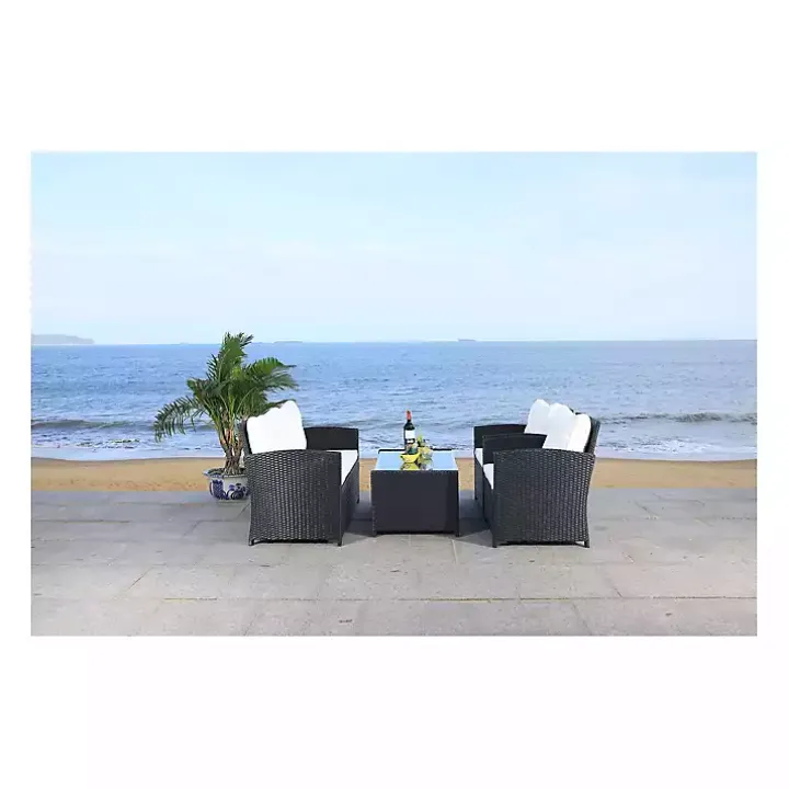 Black Wicker 4-pc. Deluxe Outdoor Living Set