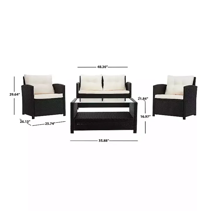Black Wicker 4-pc. Deluxe Outdoor Living Set
