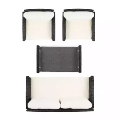 Black Wicker 4-pc. Deluxe Outdoor Living Set