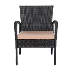 Black Wicker 3-pc. Patio Set with Beige Cushions