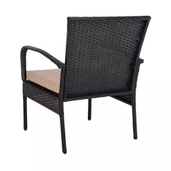 Black Wicker 3-pc. Patio Set with Beige Cushions