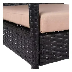 Black Wicker 3-pc. Patio Set with Beige Cushions