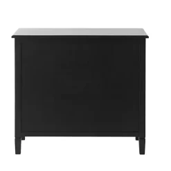 Black Wood & Natural Rattan 2-Door Cabinet