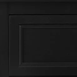 Black Wood & Natural Rattan Small Cabinet