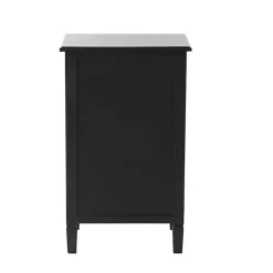 Black Wood & Natural Rattan Small Cabinet