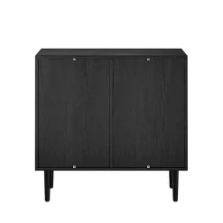 Black Wood and Arched Rattan 2-Door Cabinet