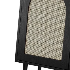 Black Wood and Arched Rattan 2-Door Cabinet