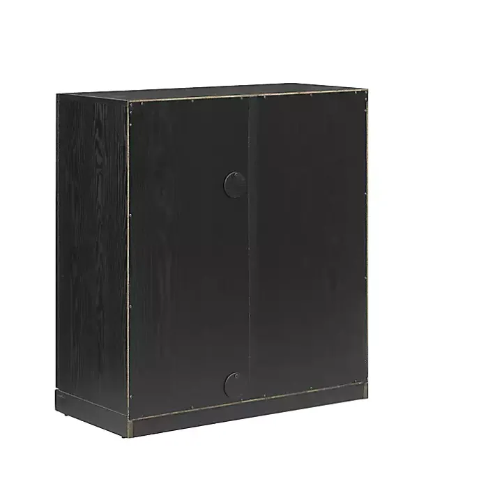Black Wood and Glass Stackable Storage Cabinet
