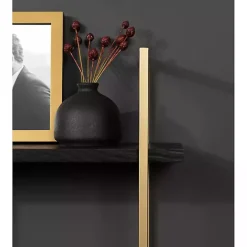 Black Wood and Gold Metal Leigh Wall Shelf