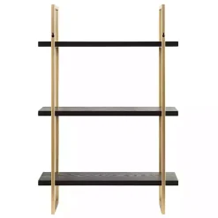 Black Wood and Gold Metal Leigh Wall Shelf