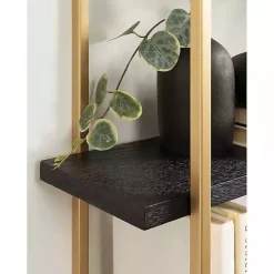 Black Wood and Gold Metal Leigh Wall Shelf