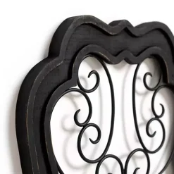 Black Wood and Metal Decorative Wall Plaque