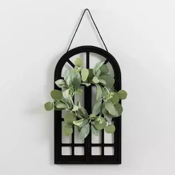 Black Wood and Mini Wreath Arch Wall Plaque