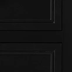 Black Wood and Natural Rattan Cabinet