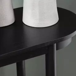 Black Wood and Rattan Boho Console Table