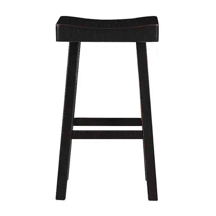 Black Wood Bar Stools, Set of 2