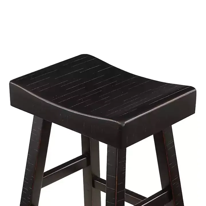 Black Wood Bar Stools, Set of 2
