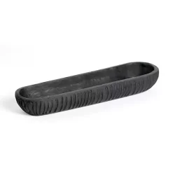 Black Wood Carved Decorative Trough Bowl