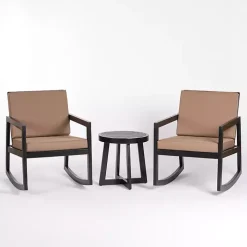Black Wood Cushioned Rocker 3-pc. Conversation Set