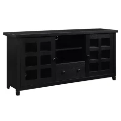 Black Wood 2-Door Windowpane Media Cabinet