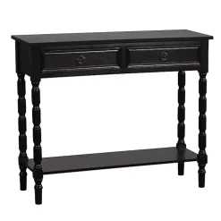 Black Wood 2-Drawer Barrett Console Table