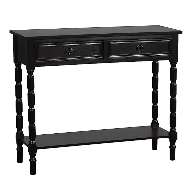 Black Wood 2-Drawer Barrett Console Table