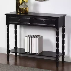 Black Wood 2-Drawer Barrett Console Table