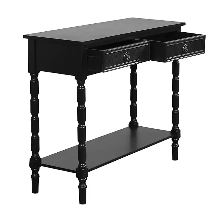 Black Wood 2-Drawer Barrett Console Table