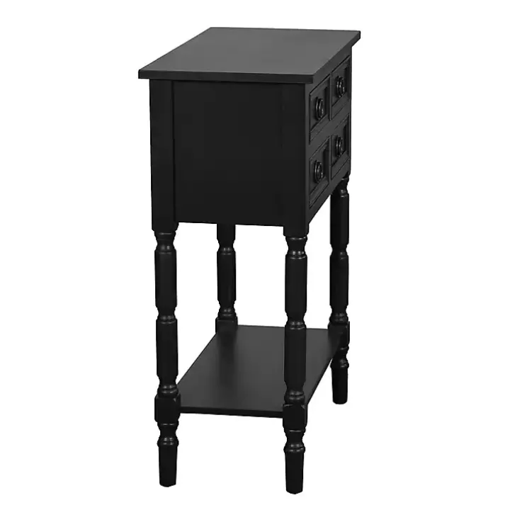 Black Wood 4-Drawer Barrett Console Table