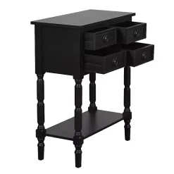 Black Wood 4-Drawer Barrett Console Table