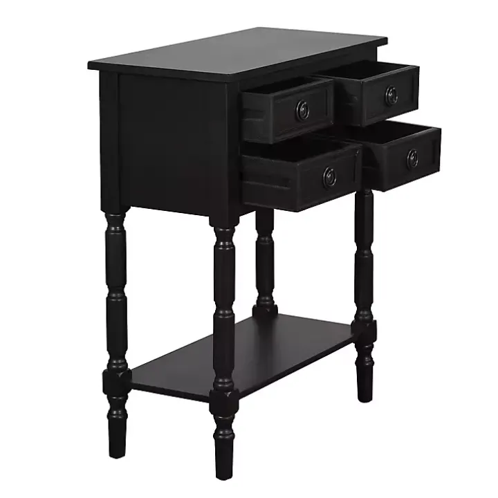 Black Wood 4-Drawer Barrett Console Table