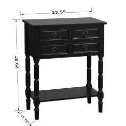 Black Wood 4-Drawer Barrett Console Table