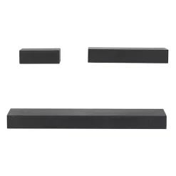 Black Wood Floating Shelves, Set of 3