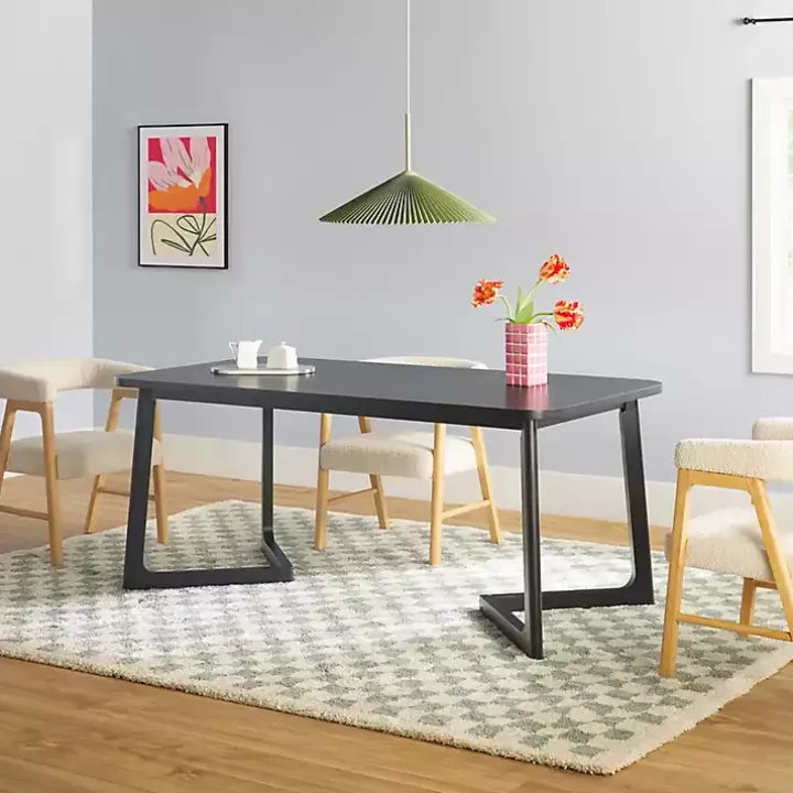 Black Wood Geometric Legs Dining Table